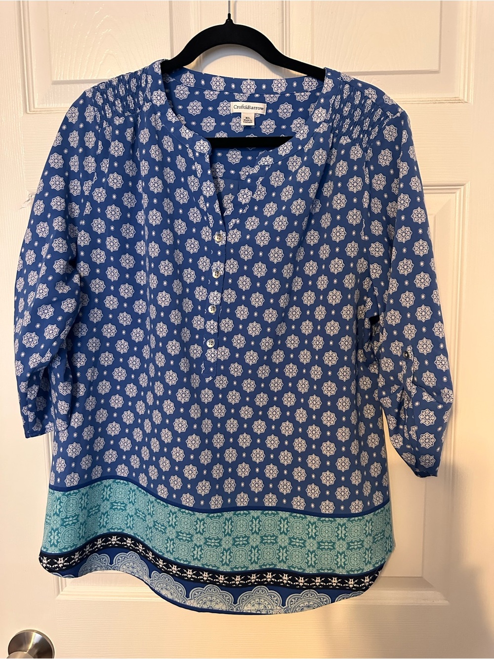 Croft & Barrow Blue Printed Top